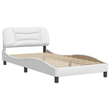 Vidaxl Posteljni okvir brez vzmetnice Hvar bel 100x200 cm umetno usnje