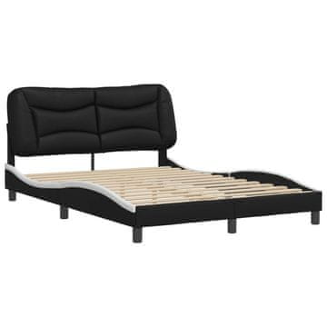 Vidaxl Posteljni okvir brez vzmetnice Hvar črn in bel 140x190 cm umetno usnje