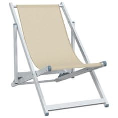 Vidaxl Zložljivi stoli za na plažo 2 kosa krem aluminij in tekstil