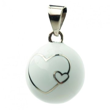 Bola nosečniški zvonček ESSENTIALS White 2 hearts