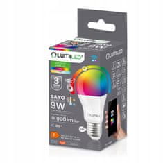 LUMILED Pametna LED žarnica E27 A60 9W = 60W 900lm RGB CCT + bela WIFI TUYA SMART