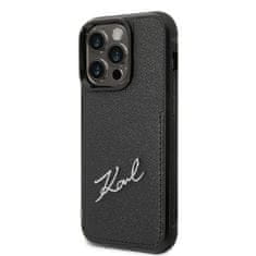 Karl Lagerfeld Ovitek Karl Lagerfeld za Apple iPhone 14 Pro - Black Signature Logo Cardslot