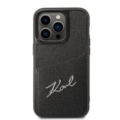 Karl Lagerfeld Ovitek Karl Lagerfeld za Apple iPhone 14 Pro - Black Signature Logo Cardslot