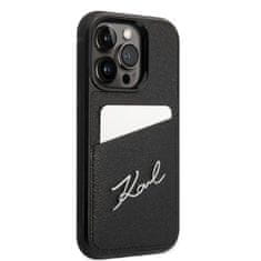Karl Lagerfeld Ovitek Karl Lagerfeld za Apple iPhone 14 Pro - Black Signature Logo Cardslot