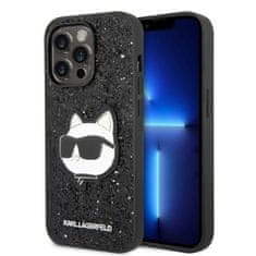 Karl Lagerfeld Ovitek Karl Lagerfeld za Apple iPhone 14 Pro - Black Glitter Choupette Patch