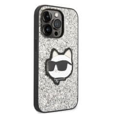 Karl Lagerfeld Ovitek Karl Lagerfeld za Apple iPhone 14 Pro - Silver Glitter Choupette Patch