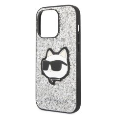 Karl Lagerfeld Ovitek Karl Lagerfeld za Apple iPhone 14 Pro - Silver Glitter Choupette Patch