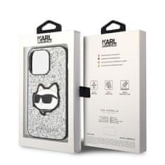 Karl Lagerfeld Ovitek Karl Lagerfeld za Apple iPhone 14 Pro - Silver Glitter Choupette Patch