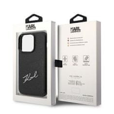 Karl Lagerfeld Ovitek Karl Lagerfeld za Apple iPhone 14 Pro Max - Black Singnature Logo Cardslot