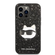 Karl Lagerfeld Ovitek Karl Lagerfeld za Apple iPhone 14 Pro Max - Black Glitter Choupette Patch