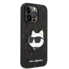 Karl Lagerfeld Ovitek Karl Lagerfeld za Apple iPhone 14 Pro - Black Glitter Choupette Patch