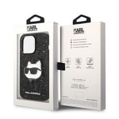 Karl Lagerfeld Ovitek Karl Lagerfeld za Apple iPhone 14 Pro - Black Glitter Choupette Patch