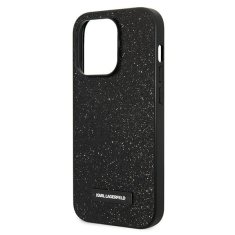 Karl Lagerfeld Ovitek Karl Lagerfeld za Apple iPhone 14 Pro - Black Glitter Plaque Logo