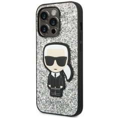 Karl Lagerfeld Ovitek Karl Lagerfeld za Apple iPhone 14 Pro Max - Silver Glitter Flakes Ikonik