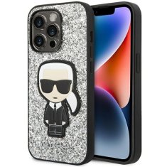 Karl Lagerfeld Ovitek Karl Lagerfeld za Apple iPhone 14 Pro Max - Silver Glitter Flakes Ikonik