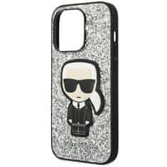 Karl Lagerfeld Ovitek Karl Lagerfeld za Apple iPhone 14 Pro - Silver Glitter Flakes Ikonik