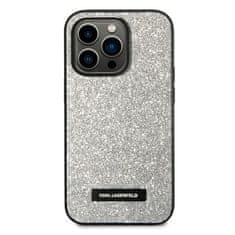 Karl Lagerfeld Ovitek Karl Lagerfeld za Apple iPhone 14 Pro - Silver Glitter Plaque Logo