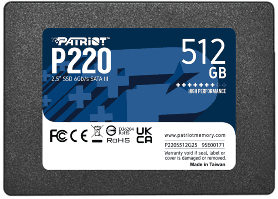 Patriot P220 SSD disk, 512GB, SATA 3, 2.5 (P220S512G25)
