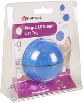 Flamingo Interaktivna igrača za mačke žogica z LED diodo modra premera 6 cm