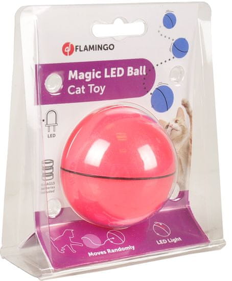 Flamingo Interaktivna igrača za mačke z LED diodo roza premera 6 cm