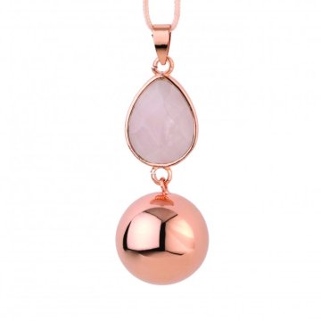 Bola nosečniški zvonček FANTASY Rose gold faceted pink drop