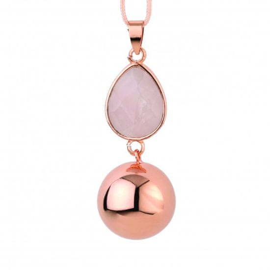 Bola nosečniški zvonček FANTASY Rose gold faceted pink drop
