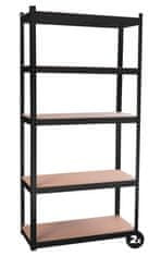 Aga 2x Kovinski regal 180x90x40 cm 5 polic Črna