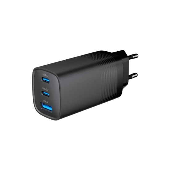 Gembird Polnilec 1x USB QC3.0, 2X USB-C PD 65W GaN črn