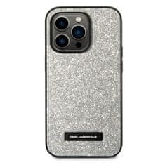 Karl Lagerfeld Ovitek Karl Lagerfeld za Apple iPhone 14 Pro Max - Silver Glitter Plaque Logo