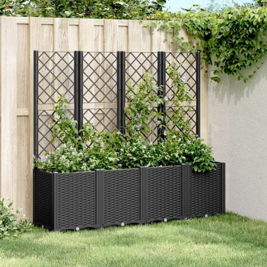 shumee vidaXL Cvetlično korito z oporno mrežo črno 160x40x140 cm PP