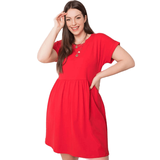 BASIC FEEL GOOD Ženska bombažna obleka plus size MOLLY rdeča RV-SK-6292.09P_361518