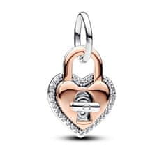 Pandora Originalen obesek Srce s ključavnico Rose 783079C01