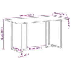 Vidaxl Jedilna miza 140 cm robusten mangov les