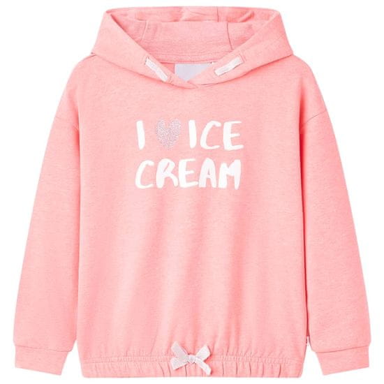 Greatstore Otroški pulover s kapuco živo roza 116