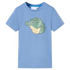 Greatstore Otroška majica s kratkimi rokavi srednje modra 116
