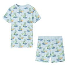 Vidaxl Otroška pižama s kratkimi rokavi svetlo modra 104