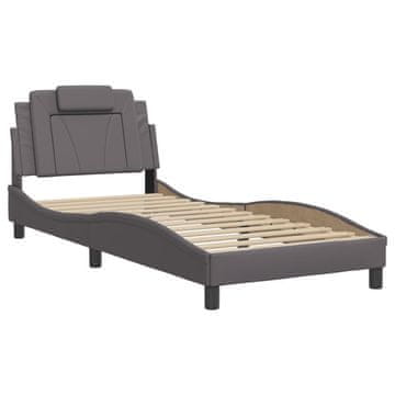 Vidaxl Posteljni okvir brez vzmetnice Viana siv 80x200 cm umetno usnje
