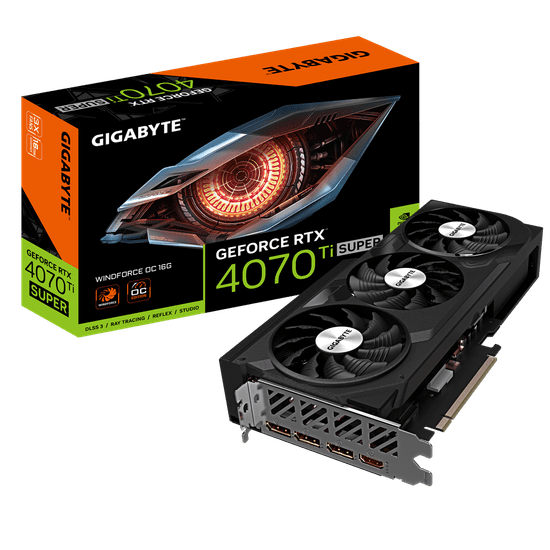 Gigabyte GeForce RTX 4070 Ti SUPER Windforce OC 16G grafična kartica, 16 GB GDDR6X (GV-N407TSWF3OC-16GD)