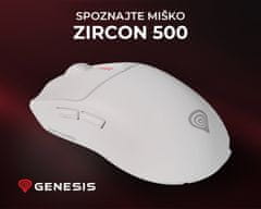 Genesis Zircon 500 brezžična miška, 10.000DPI, Bluetooth/2.4GHz/USB Type-C, bela