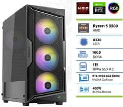 Gamer namizni računalnik, R5 5500, 16GB, SSD1TB, RTX 3050, DOS (145136)