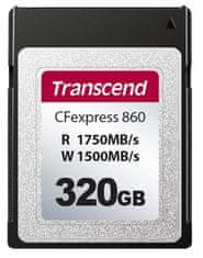 Transcend 320GB CFexpress 860 NVMe PCIe Gen3 x2 (tip B), 1750MB/s R, 1500MB/s W