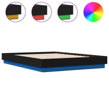 Vidaxl Posteljni okvir z LED diodami črn 150x200 cm