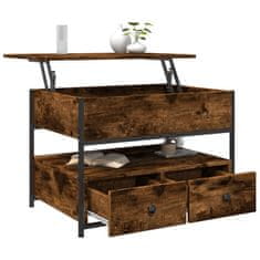 Greatstore Klubska mizica dimljeni hrast 70x50x50 cm inž. les in kovina