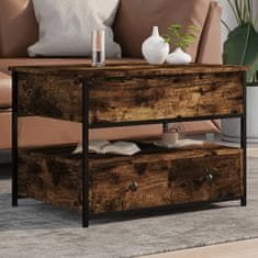 Greatstore Klubska mizica dimljeni hrast 70x50x50 cm inž. les in kovina