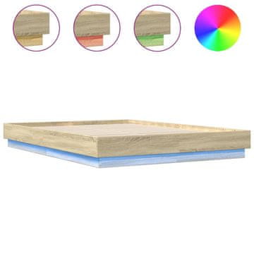 Vidaxl Posteljni okvir LED diodami sonoma hrast 160x200 cm