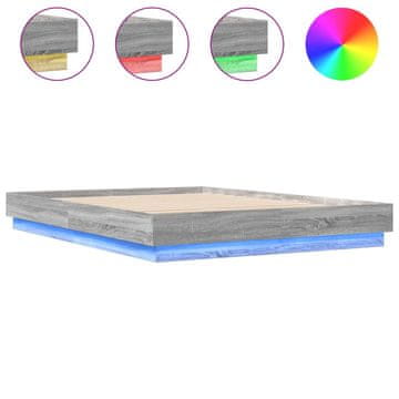 Vidaxl Posteljni okvir z LED diodami siva sonoma 160x200 cm