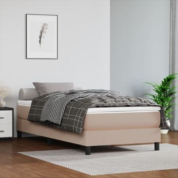 Vidaxl vidaXL Vzmetnica z žepkastimi vzmetmi, kapučino, 120x190x20 cm, umetno usnje