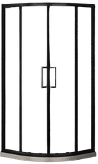 Armal Polkrožna tuš kabina z drsnimi vrati DOMINO KLIK 90, črni profili, prozorno steklo 6 mm 