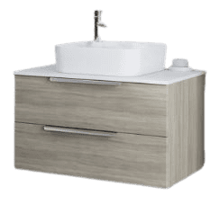 TBoss Kopalniška omarica z umivalnikom Nola 90 cm, šampanj les-bela visoki sijaj