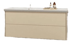 TBoss Kopalniška omarica z umivalnikom, Jana Leva 125 cm, 2 predala, krem mat